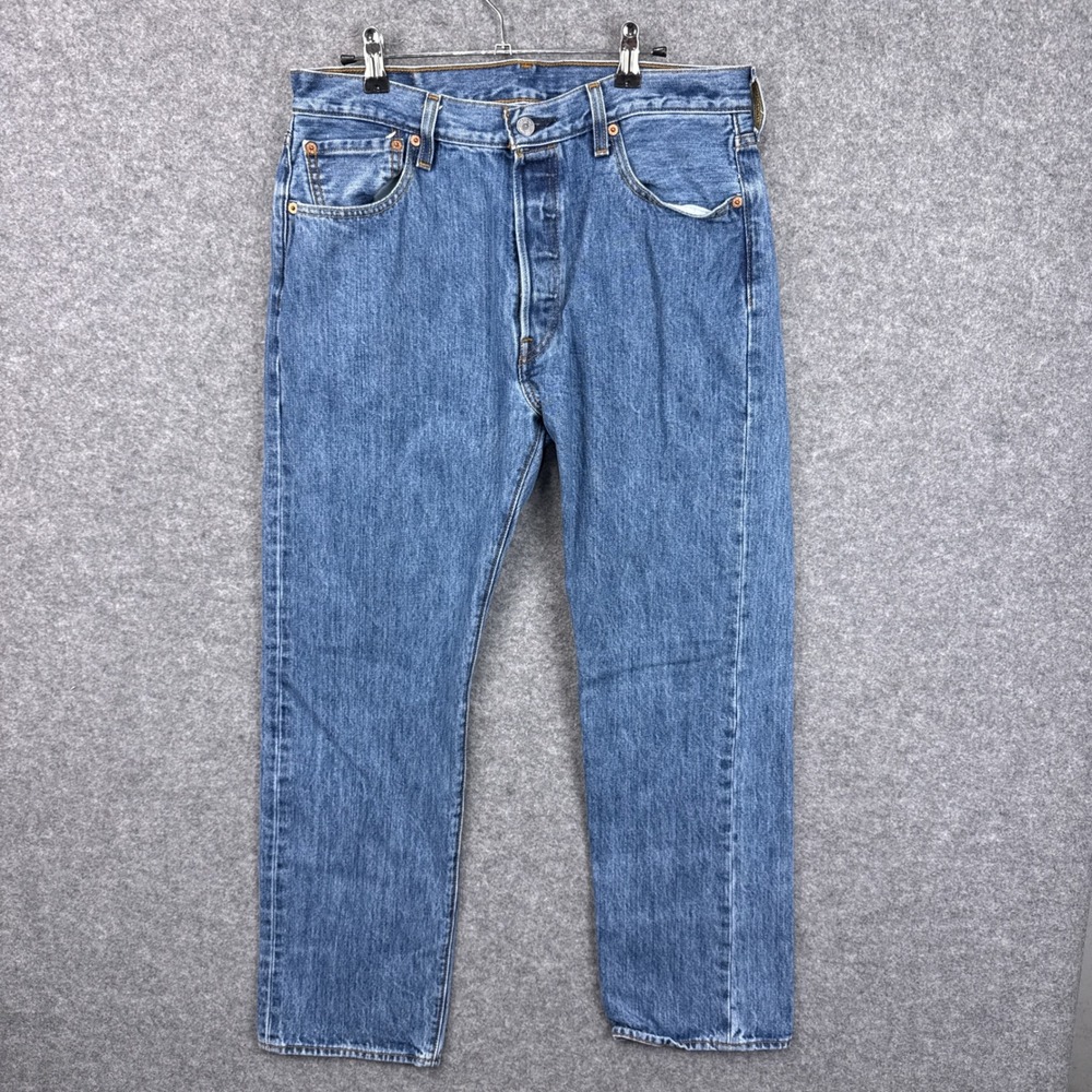 Levi's Jeans 501 Original Fit 34x30 Blue Cotton Denim Button Fly Straight Leg